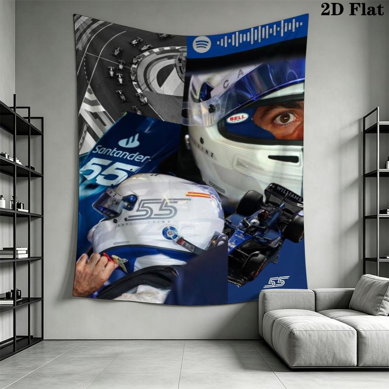Carlos Sainz Wall Tapestry Aesthetic Wall Hanging Printed Fabric Blanket Decorative Tapestries for Bedroom Living Room Home Decor