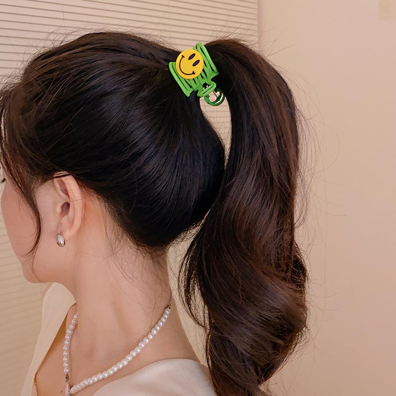 Color acrylic smiley face irregular hairpin back head high cranial top ponytail clip 2025 new personality trendy hair accessories