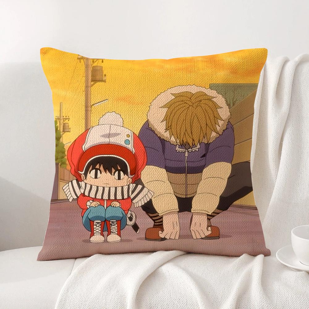 K-Kotaro Lives Alone Cushion Cover Summer Coolness Linen Fabric Double-Sided Printing Pillow Case Sofa Home Decor Gift