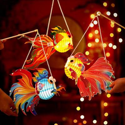 2026 Mid-Autumn Children's Handheld Luminous Goldfish Lanterns - DIY Ancient Style