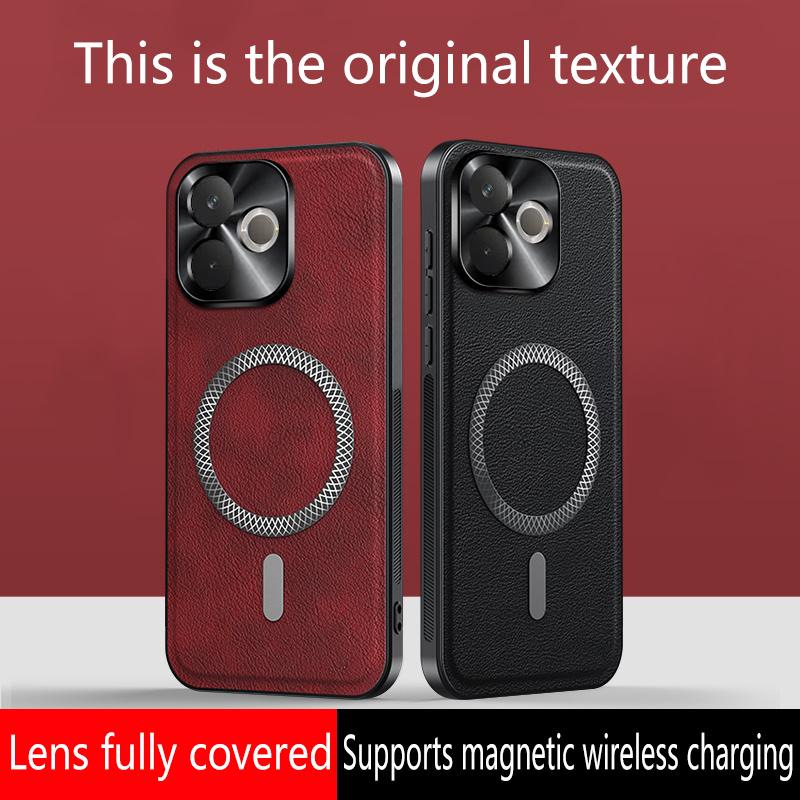 For Oppo A5 Pro 5G Case Magnetic Elegant Leather Wear-Resistant Lens Fully Covered Non-Slip Grip Edge Cover Shell