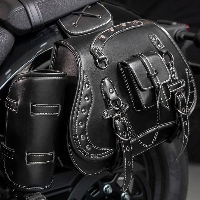 1 Pair Retro Punk Style Saddlebag Motorcycle Tool Bag Waterproof Travel Luggage Storage Bag Motorbike Over Saddlebag