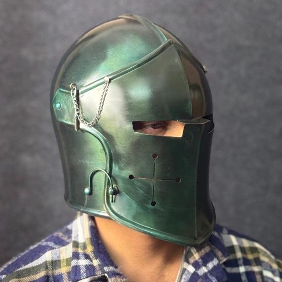 Medieval Barbuta Visored Warrior Helmet Knight Armory 18g Mild Steel Armour Helmet LARP Cosplay Halloween Costume