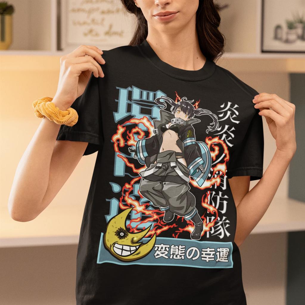 Anime Fire Force Tshirt Tamaki Kotatsu Tee Skitaru Shonen Firefighters Shirt Summer Mens and Womens Fashionable Tops