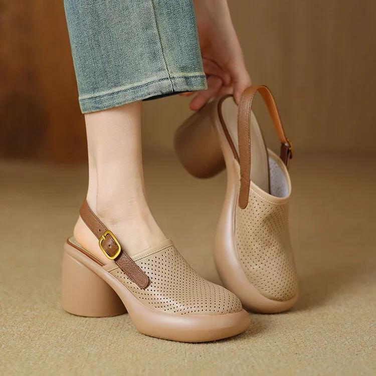 

Fashion Mesh High Heels Women Sandals Mules Shoes Platform Slingback Slippers Summer Retro Dress Pumps Chunky Zapatos Mujer Slides 40