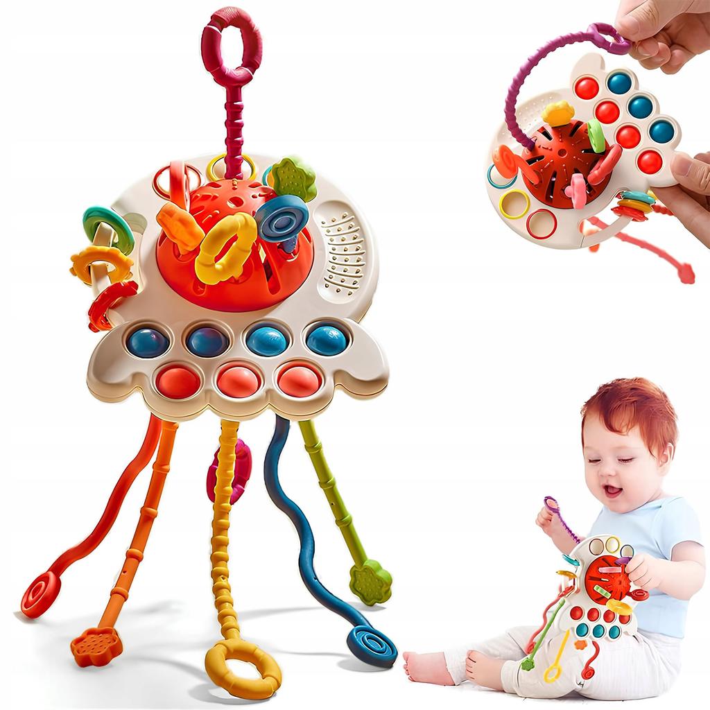Zabawka Sensoryczna Pop It Montessori Gryzak Dla Niemowląt 4W1 Antystresowa