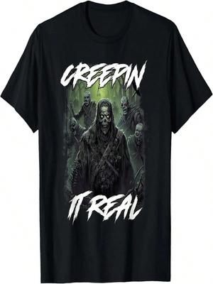 Retro Horror Movie Halloween Zombies Creepin It Real Scary T-Shirt