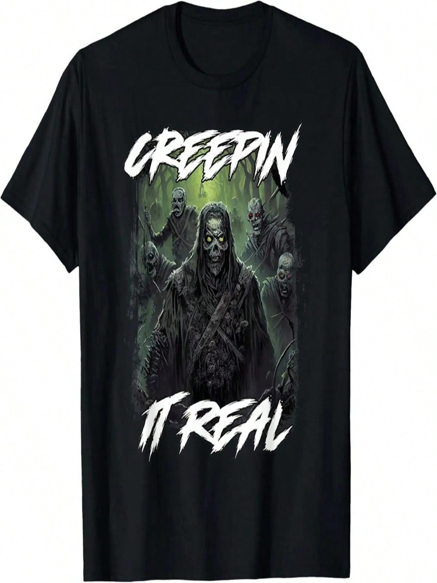 Retro Horror Movie Halloween Zombies Creepin It Real Scary T-Shirt S разноцветный