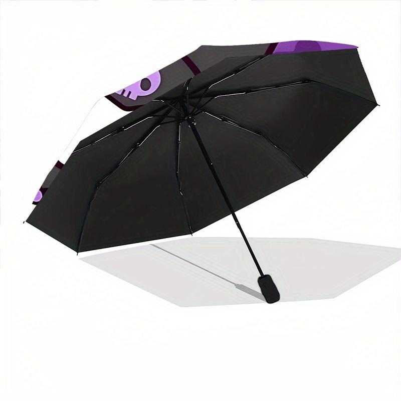 Kuromi Sanrio Automatic Folding Windproof Umbrella with Sturdy Iron Frame, Portable Compact Travel Umbrella All-Season Use Parties 0807074