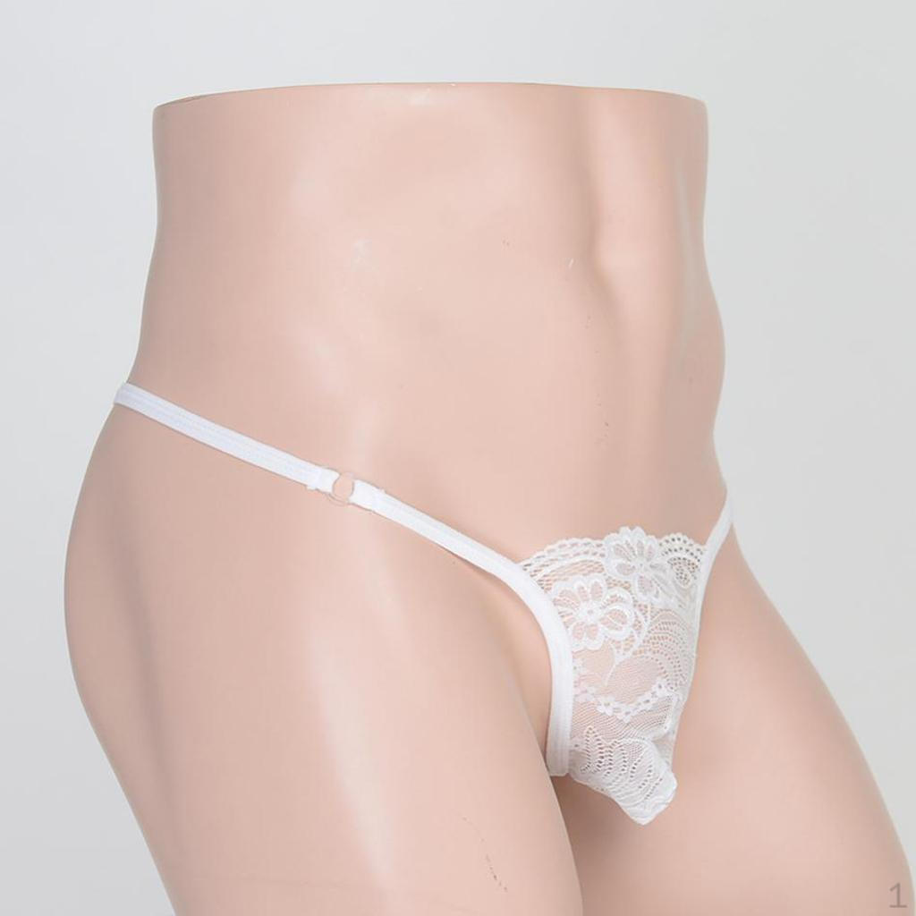 

Мужской кружевной цветок TBack Нижнее белье Lowrise Man Bikini GString Стринги Трусы Белый