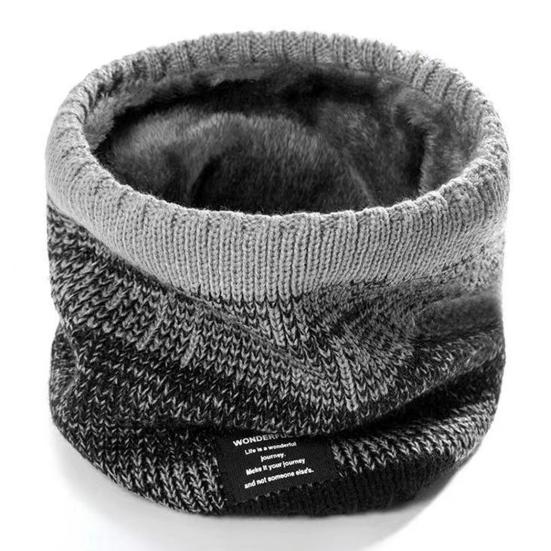 Unisex Winter Scarf Double Layers Thickened Plush Color Matching High Elasticity Windproof Knitted Cold Resistant Lady Cycling Outdoor Neck