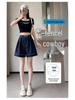 Women's High Waist Dark Blue Tencel Denim Shorts - Summer Loose Fit, Cooling Ice Silk, Mid-Length Wide-Leg Design