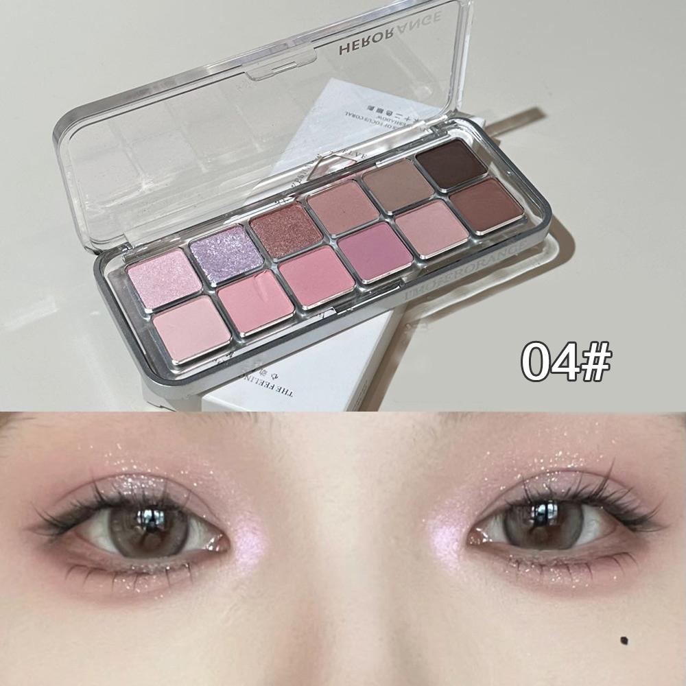 HERORANGE Artistic Twelve Color Eyeshadow Palette Pearlescent Matte Eyeshadow Popular Earth Color Daily Repair Long-lasting Color