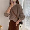 Women's Korean-Style Round Neck Sweater: Autumn/Winter Loose Pullover, Solid Color College-Style Knit Top