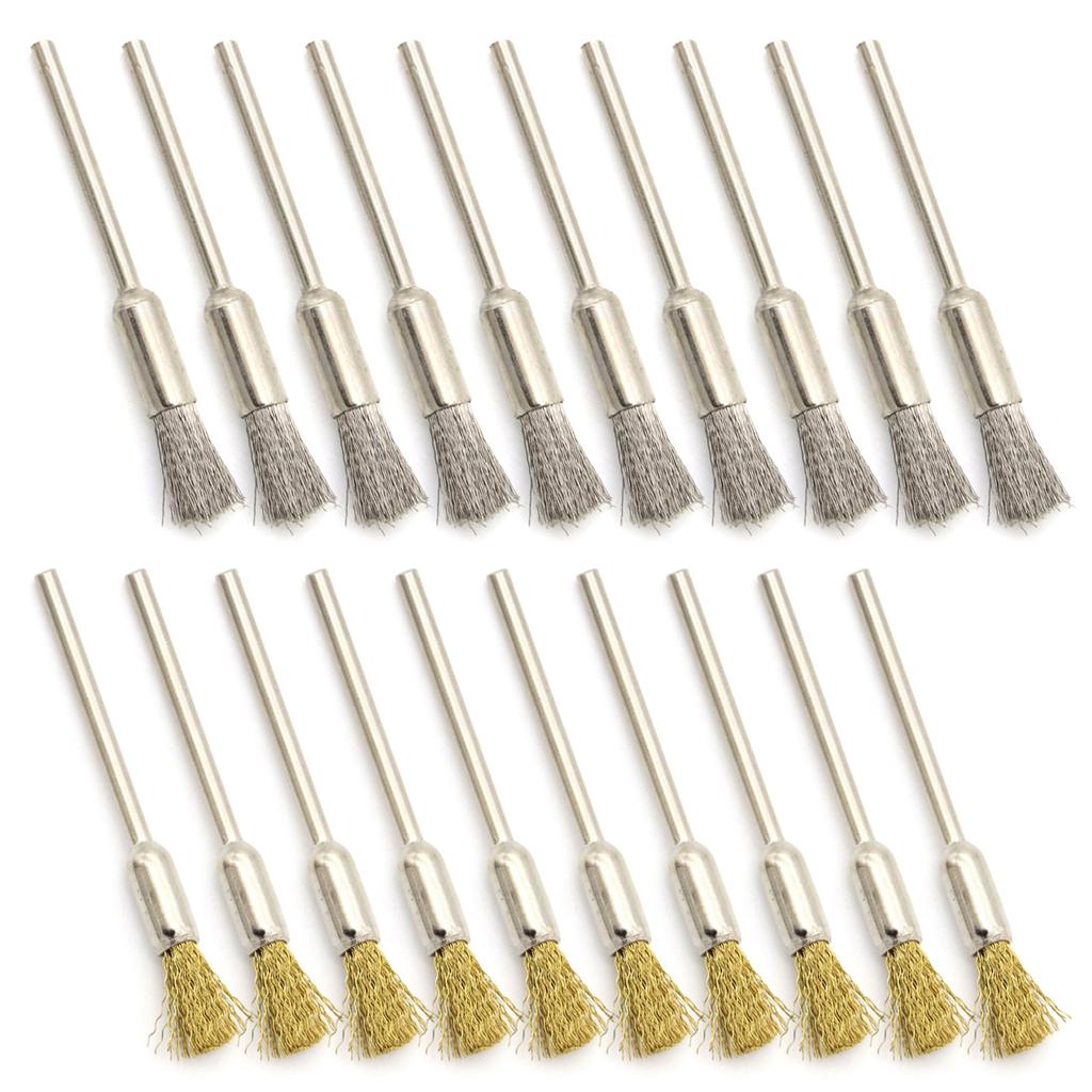20Pcs Extended Small Wire Brush Cleaning End Brushes Pen Wire Brush Polishing Rotary Tools Accessories Enduring