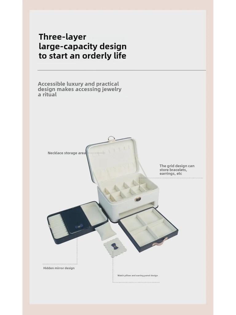 Three-Layer Large Household Jewelry Drawer: Multi-Layer Storage Box with Double-Layer Capacity