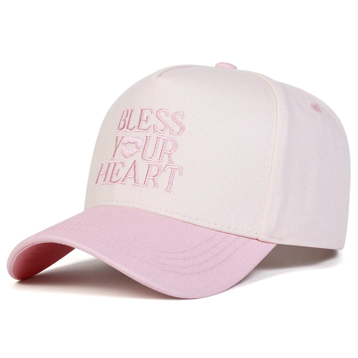 Unisex BLESS YOUR HEART Letter Embroidery Baseball Caps Outdoor Adjustable Spring and Autumn Casual Sunscreen Hat