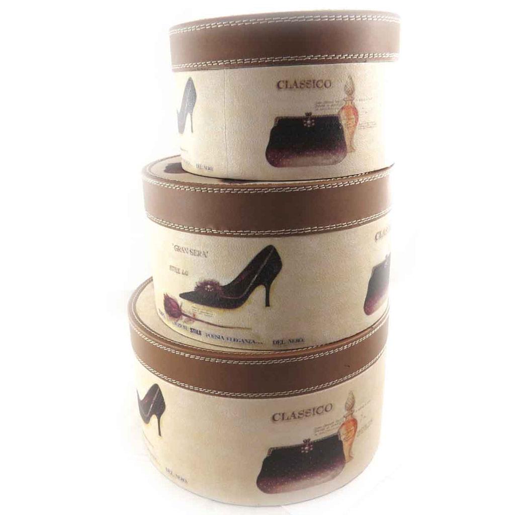 Les Trésors De Lily [J7522] - Set de 3 malles bois 'Belle Epoque' beige marron