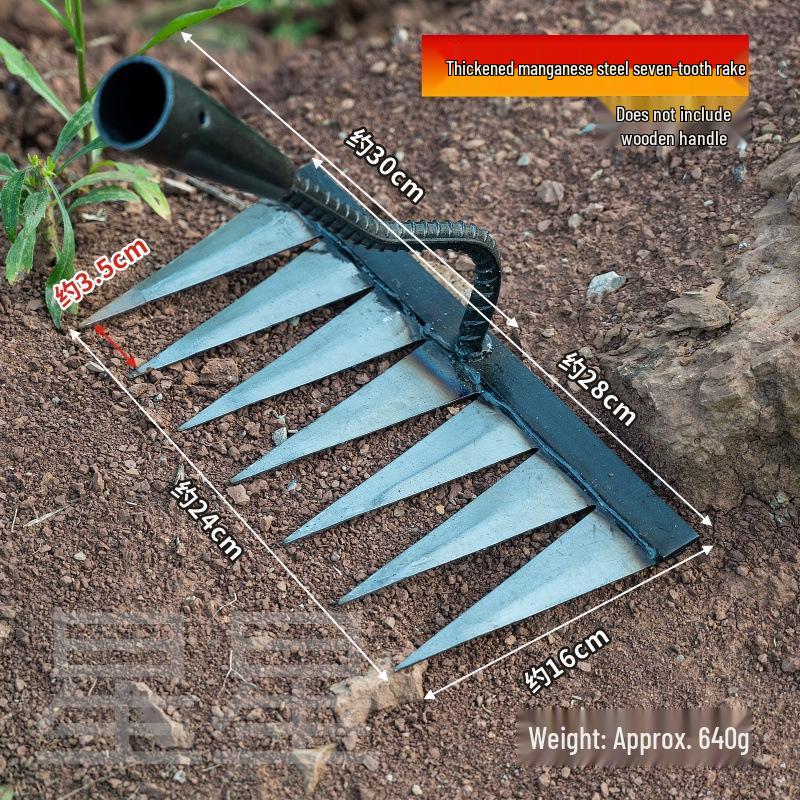 Six-Tooth Manganese Steel Rake: Mini Hoe for Weeding and Soil Loosening