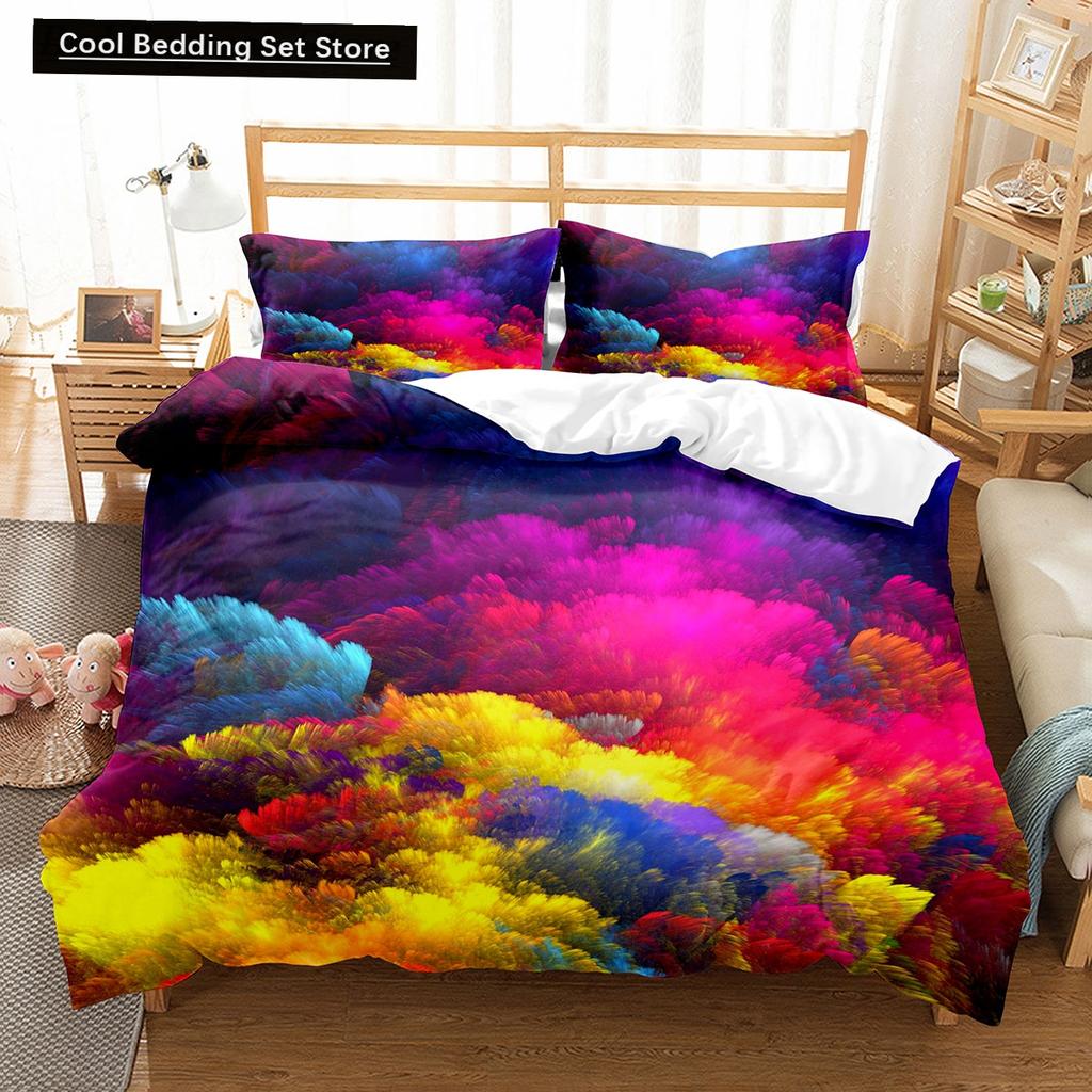 3D Abstract King Queen Duvet Cover Solid Geometry Bedding Set Rotate Three-dimensional Space 2/3pcs Polyester Soft Quilt Cover