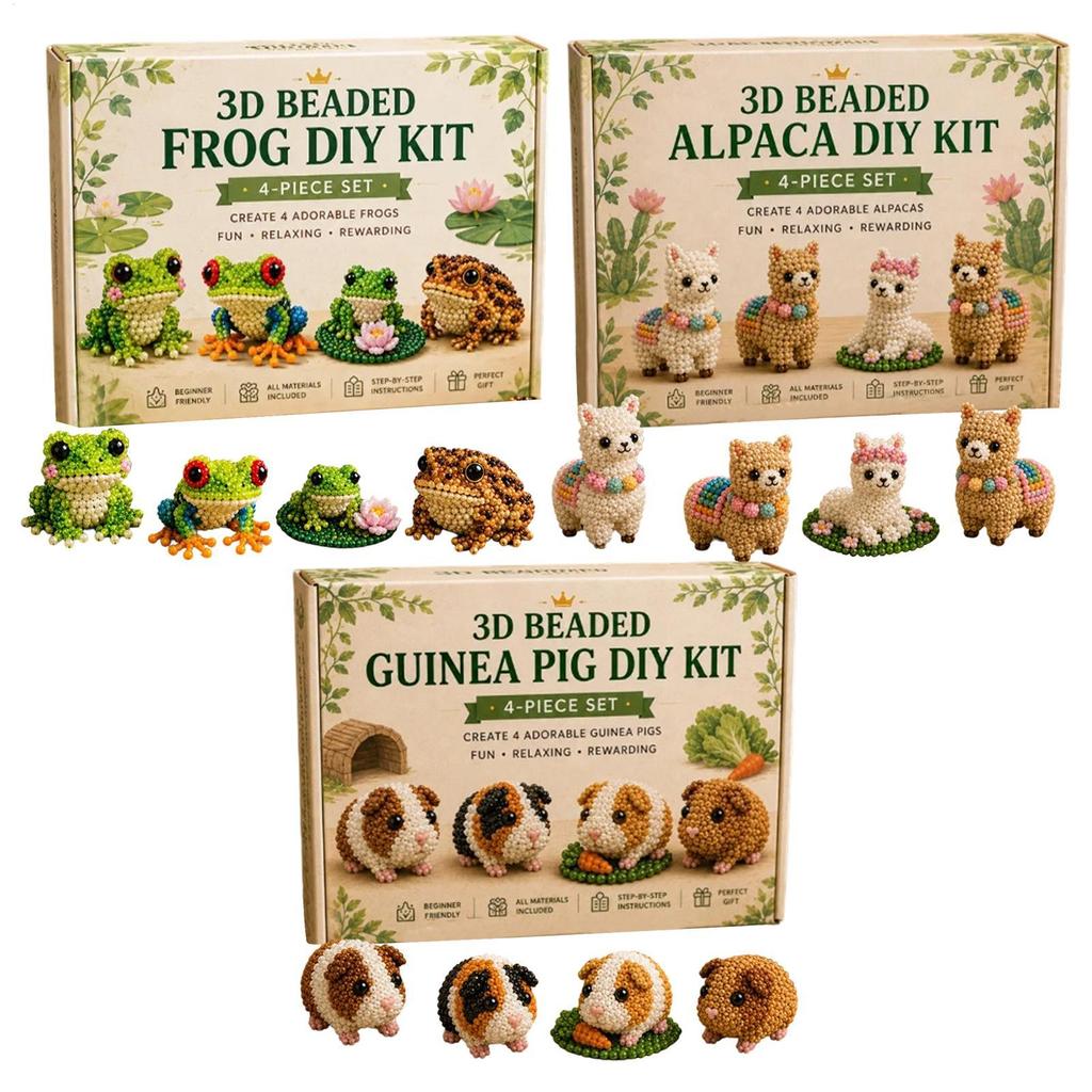 Beaded Animals Handmade Tiny Colorful Cute Toy Set Tiny 3D Beaded Animal Kit For Home House Office Classroom Bedroom Living Room