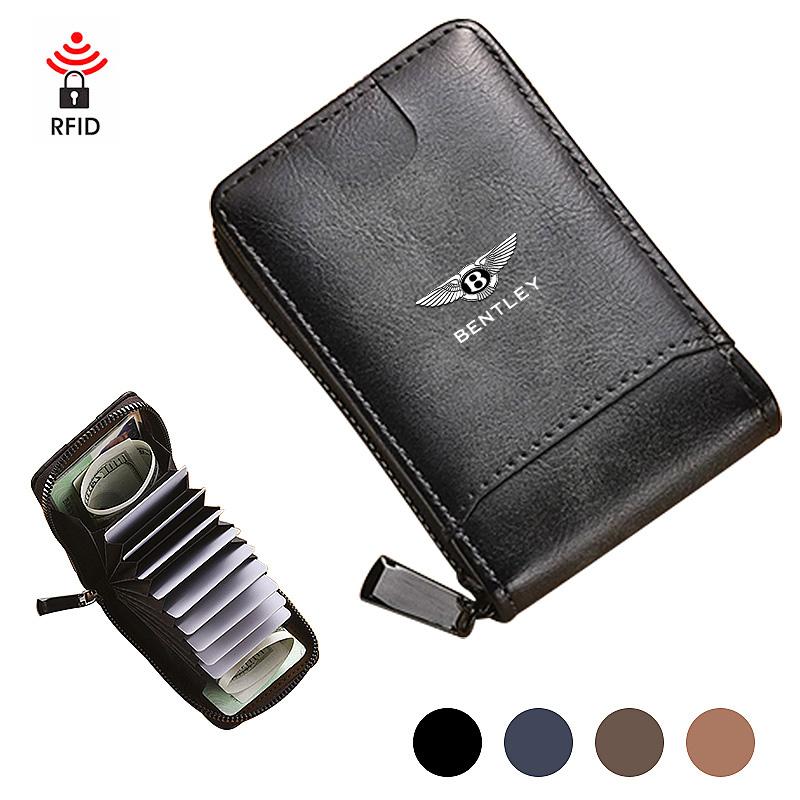 Vintage Läder Kortfodral Bil Förarkortsplånbok RFID-skydd För Nya Bentley Flying Spur Continental GT Bentayga Mulsanne