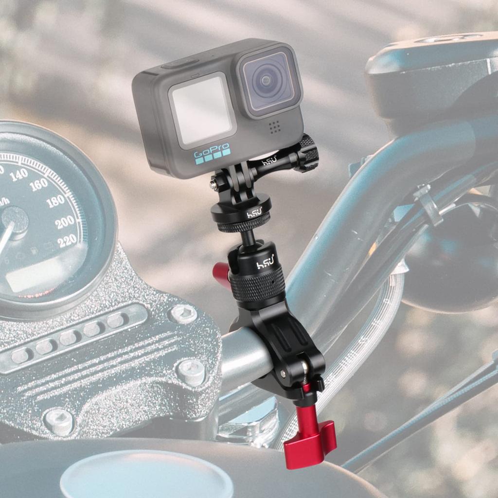 HSU Handlebar Mount Aluminum Camera Holder Diameter inches 35 Adjustable Angle Compatible with Almost All Camera Models from Motorcycle/Bicycle 0.3 -