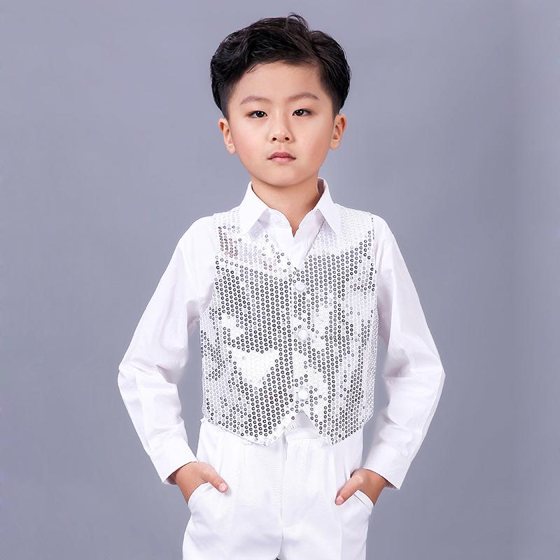 Children's Sequin Vest Dancewear: Jazz, Street, Catwalk Performance Costume for Girls and Boys