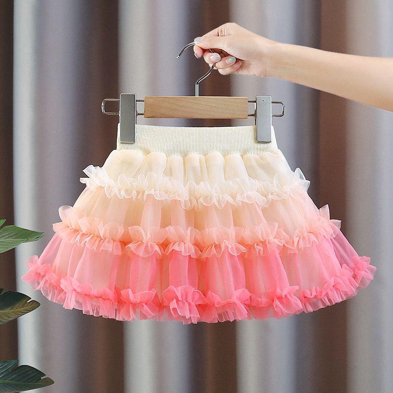 Falda de Media Longitud para Niñas Verano Nuevo Estilo Falda Tutú para Niñas Falda de Hilo Abullonada para Niños Falda Corta de Princesa para Bebé