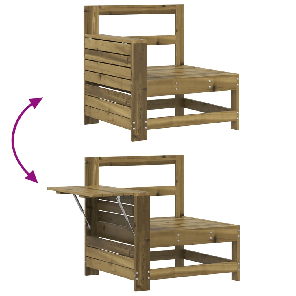 Garden Sofa with Armrests and Side Table Pine Wood
