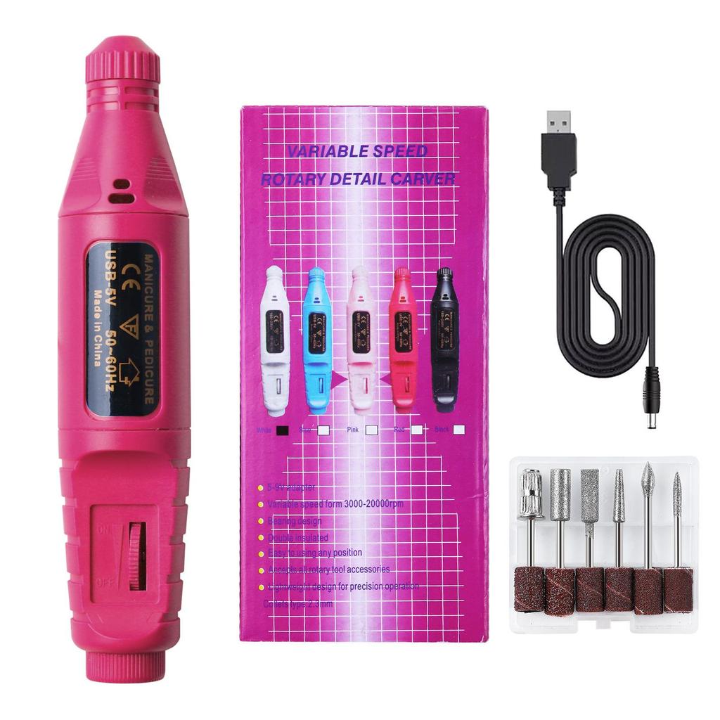 3 In 1 Electronic Nail Art Polisher USB Nail Art Tip Manicure Toenail Drill File Nail Grinder Polisher