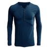 Herren Henley-Kragen Langarm-T-Shirt Unifarben Slim Fit Knopfleiste Lässiges Unterhemd Trendige Oberteile