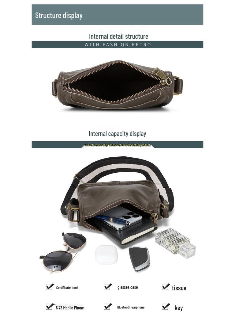 DUJIANG Men's Genuine Leather Crossbody Messenger Shoulder Bag