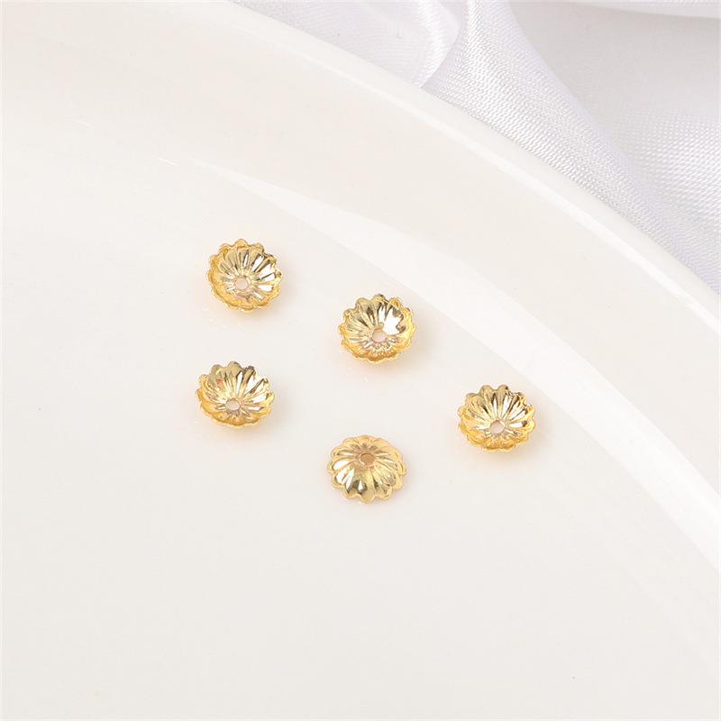 14K Gold Filled Flower Cap Bracelet DIY Jewelry Accessories with White Gold Beaded Spacers