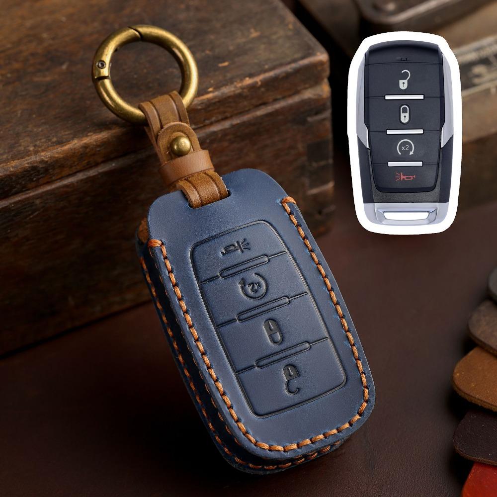 Handmade Genuine Leather Key Cover for Dodge GMC Pickup Truck Car Keys Protection