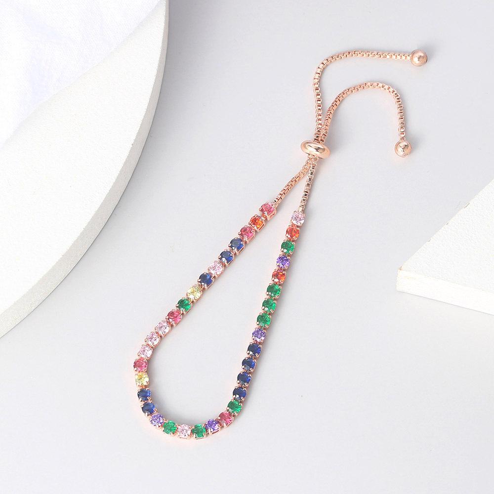 Misty Moon 3Mm Color Round Zircon Single Row Full Diamond Adjustable Crystal Bracelet Women'S Jewelry