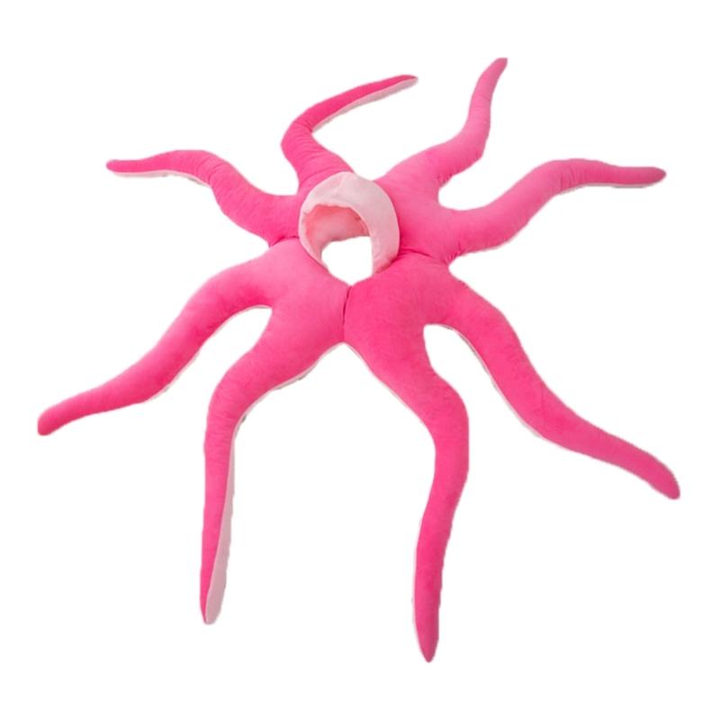 51in Plush Doll Stuffed Animal Octopus Pillow Toy Novelty Cosplay Party Costume Toy Infant Photo Shooting Props Headgear