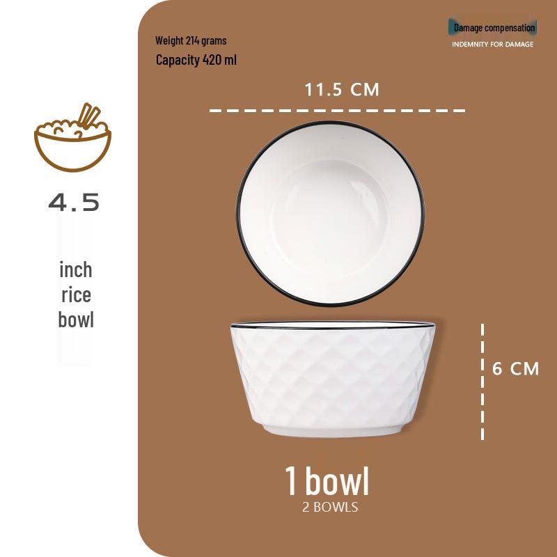 8-Inch Large Ceramic Noodle and Soup Bowl - High-End Household Cutlery for Personal Use