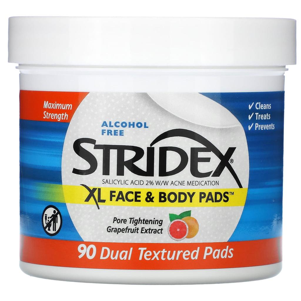 XL Face & Body Pads, Alcohol Free, Dual Texture Pads 90 Count