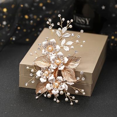 Kristall Blume Blatt Braut Haarspange Haarnadel Stirnband Für Frauen Braut Party Braut Hochzeit Haarschmuck Schmuck Clip Nadel Gif
