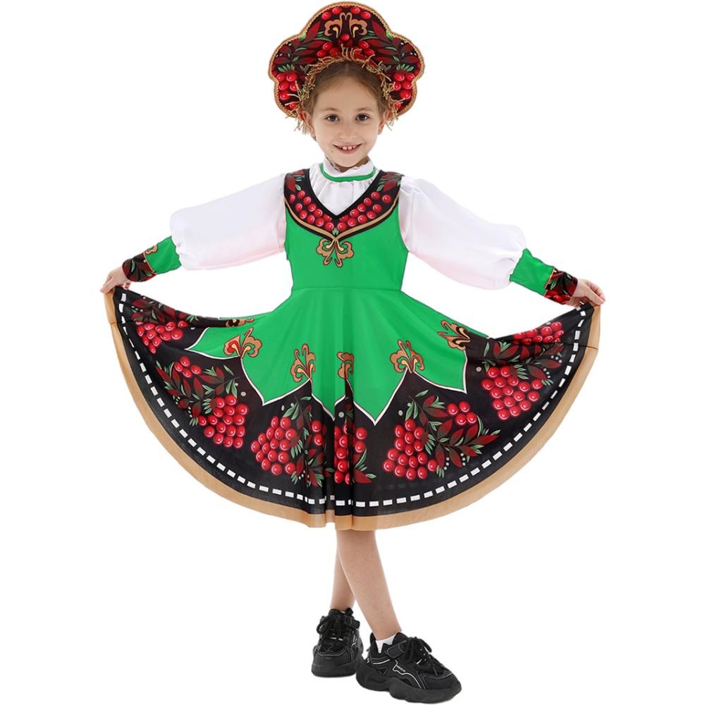 Kids New Russian Ethnic Costume Halloween Folk Stage Performance Cosplay Outfit Vibrant Cultural Festive Themed Look