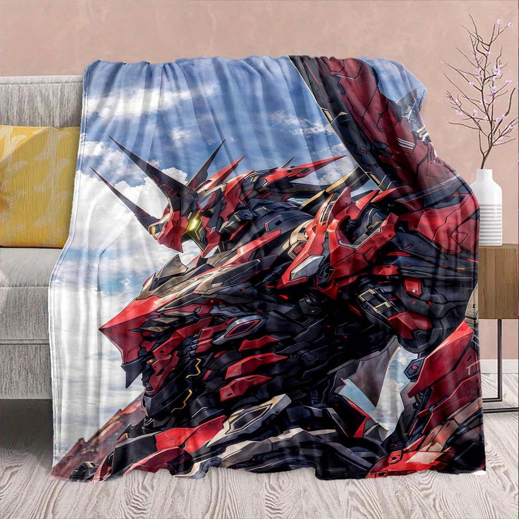 Gundam Anime Flannel Blanket - Soft Warm Perfect for Sofa, Bedding Camping Travel Office Home Decor -QJY