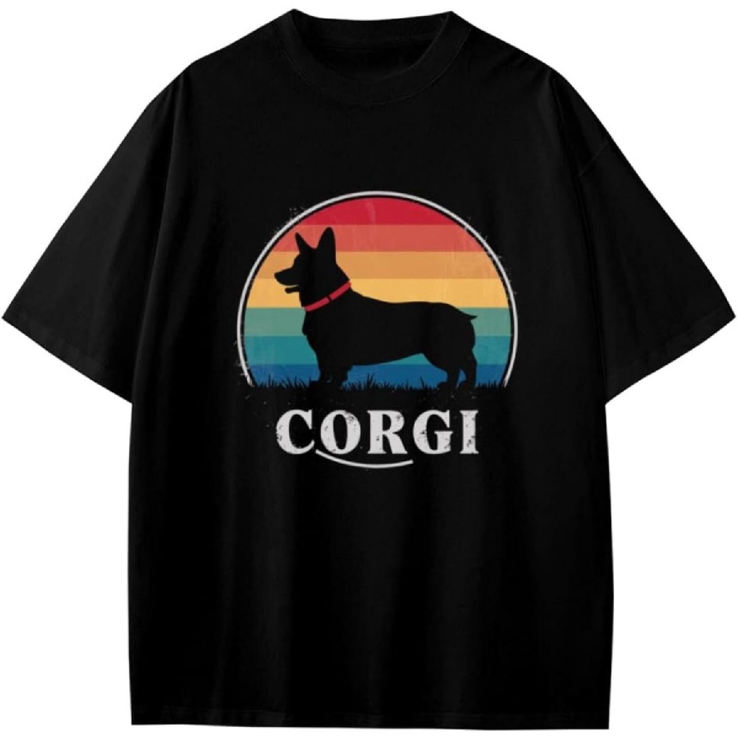 Corgi Vintage Design Dog Boys Girls Teens T-Shirt Anime Gift S
