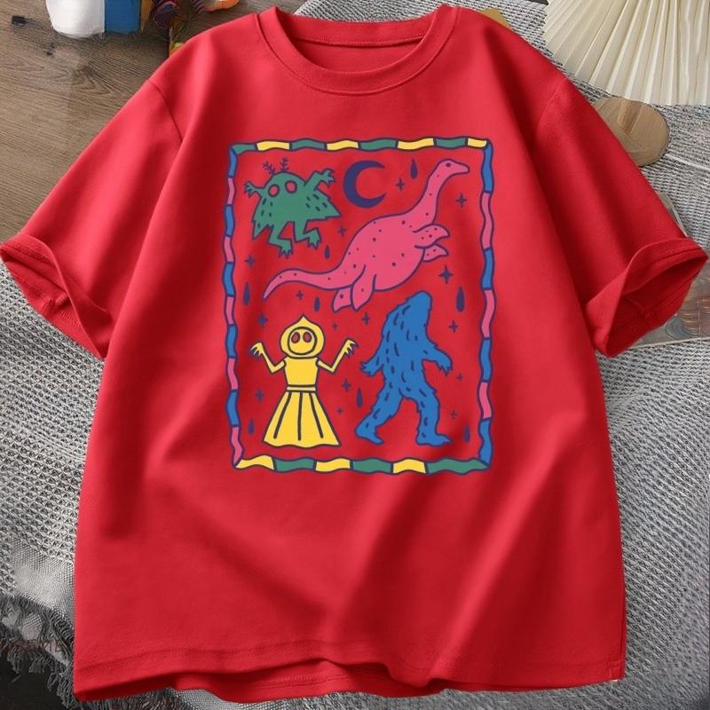 Colorful Cryptids T Shirt Unisex Women Cute Animal Printed Tshirt Casual Cotton Round Neck Tshirt Harajuku Streetwear Clothes Tops