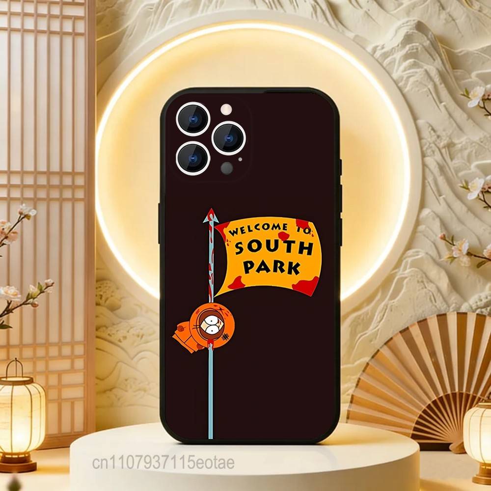 

Cartoon S-South-P-Park art Phone Case Silicone Soft For IPhone 16,17,15,11,13,12,14,Mini,Pro,Max,Plus,Air,E Black iPhone15plus