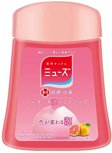 Set of 6 [Quasi-drug] Muse No-Touch Foaming Hand Soap Refills, Grapefruit Scent (250ml, Approximately 250 Uses), Sterilizing and Disinfecting, for Aut