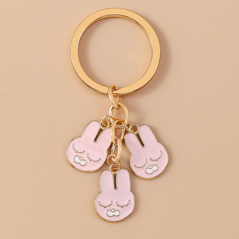 Cute Enamel Carrot Rabbit Keychain Cartoon Animal Key Ring for Women Girl Handbag Pendant DIY Handmade Jewelry Gift