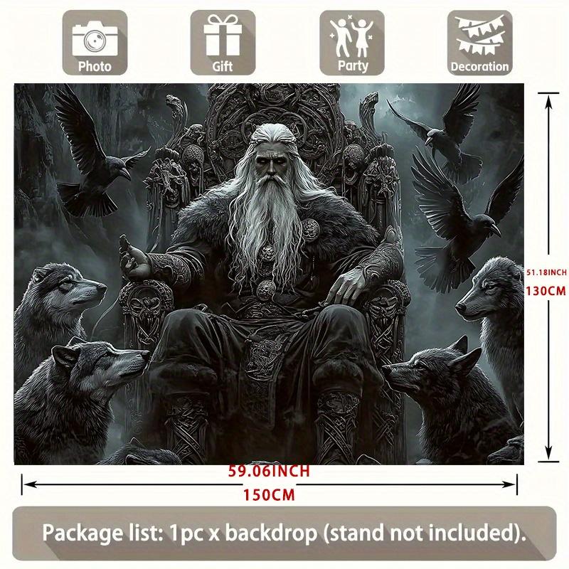 Party Backdrop Viking King Wolves Majestic Fantasy Throne Scene Ravens Event Event Photo Background Party Decor
