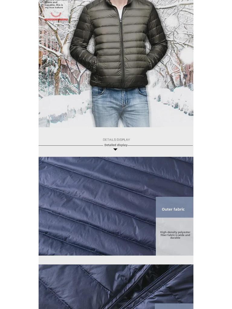 2024 Men's Short White Duck Down Jacket: Lightweight and Stylish for Middle-Aged and Elderly Men