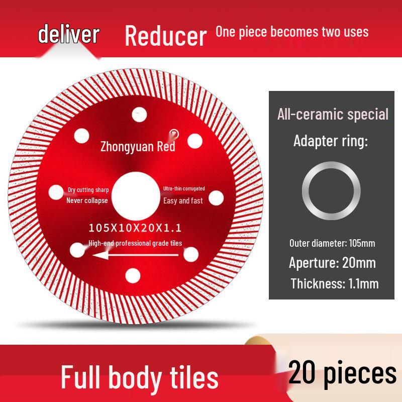 Zhongyuan Red Diamond Tile Cutting Blade for Chip-Free Dry Cutting of Vitrified and Porcelain Tiles